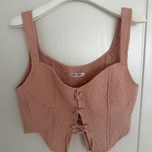 [BUNJANG] Zara Quilted Lace-Up Vest / Zara 자라 퀼팅 레이스업 베스트