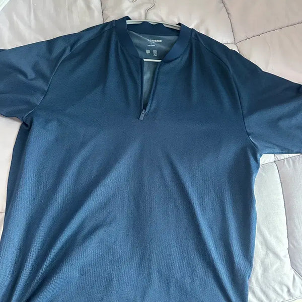 [BUNJANG] Uniqlo Roger Federer Navy Short Sleeve Zip-Up T-Shirt L / 로저페더러 반팔 집업 티셔츠 네이비 L 유니클로