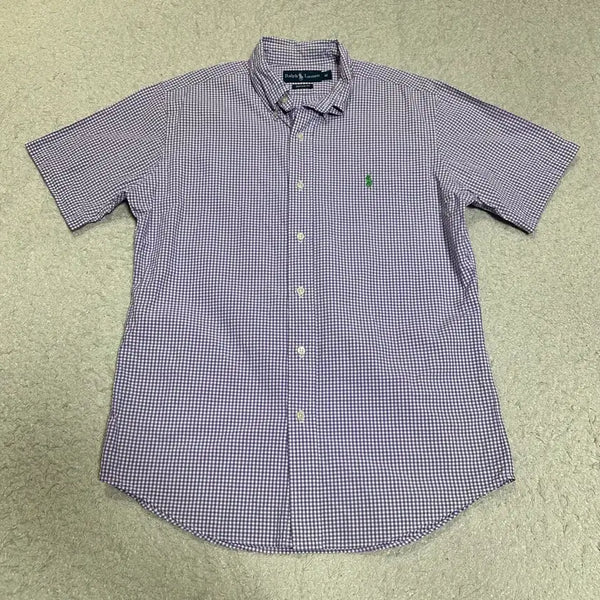 [BUNJANG] Polo Ralph Lauren Plaid Short Sleeve Shirt Purple M / 폴로 랄프로렌 체크 반팔 셔츠 퍼플 m