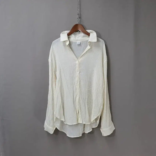 [BUNJANG] Living Cream Wrinkled Shirt / 리빙 크림색 쭈글이 셔츠