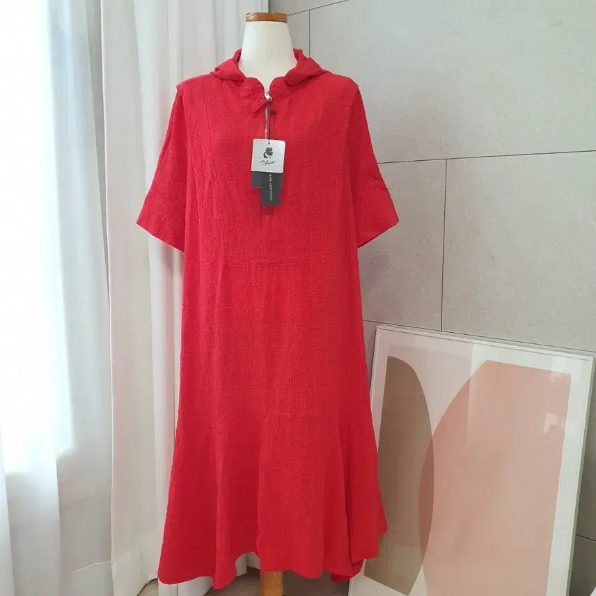 [BUNJANG] ColorKnit Hooded Short Sleeve Maxi Dress / 새상품) 칼라거펠트 후드반팔 롱 원피스