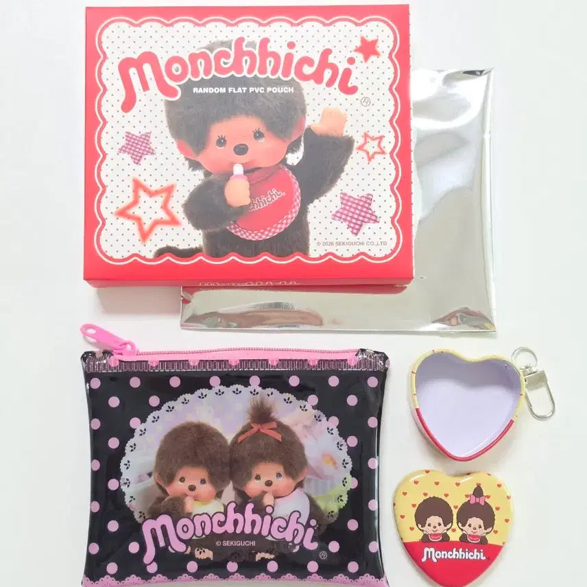 [BUNJANG] Monchhichi PVC Pouch Wallet with Tin Case / 몬치치 팝업 pvc 파우치 지갑 + 틴케이스