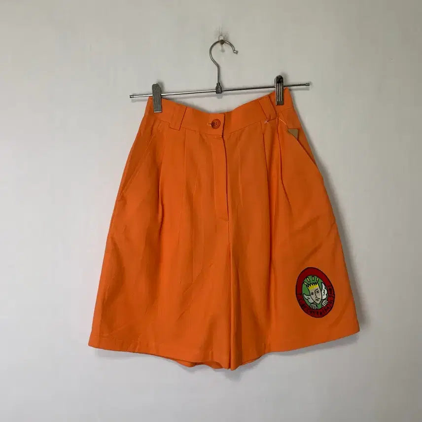 [BUNJANG] Castelbajac Vintage Logo High-Waisted Women's Shorts XXS Orange / 까스텔바작 빈티지 로고 하이웨스트 여성 반바지 XXS 오렌지