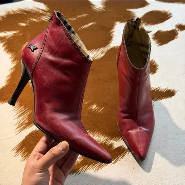 [BUNJANG] Burberry Leather Pointed Toe Ankle Boots / 버버리 레더 앵글 부츠 힐 (245-250)