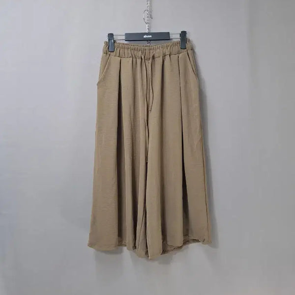 [BUNJANG] Waist Banding Maxi Wide Pants - Brown Beige / 허리 밴딩 브라운베이지 맥시와이드 팬츠 바지