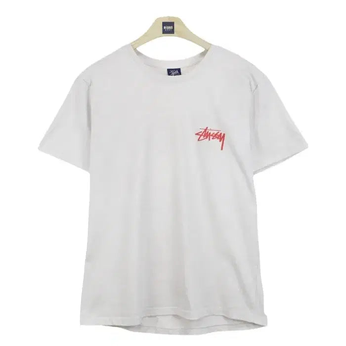 [BUNJANG] Stussy Round Logo T-Shirt White Size 105 / 22471 스투시 라운드 반팔티 105 남자 캐주얼 티셔츠 브랜구제