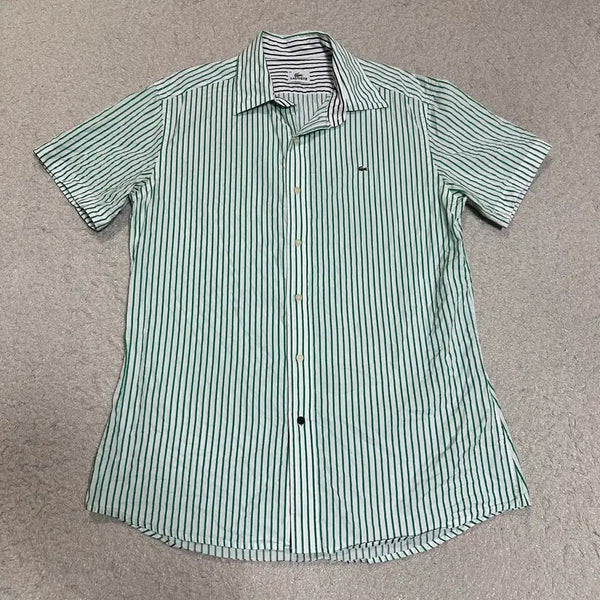 [BUNJANG] Lacoste Striped Short-Sleeve Shirt Green / 라코스테 스트라이프 반팔 셔츠 그린 105