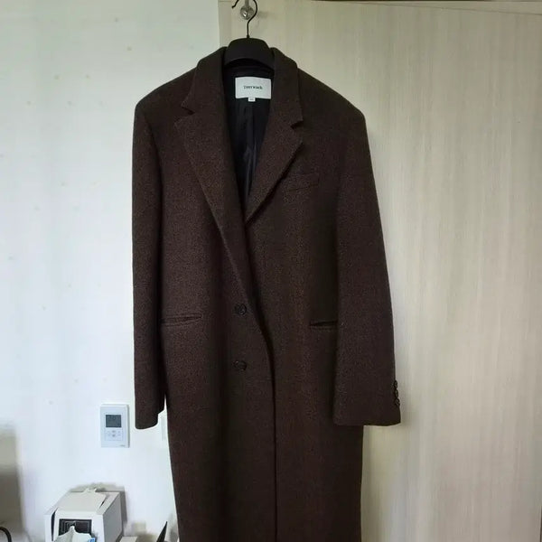 [BUNJANG] TonyWack Brown Herringbone Single-Breasted Tailored Coat / 토니웩 브라운 해링본 코트