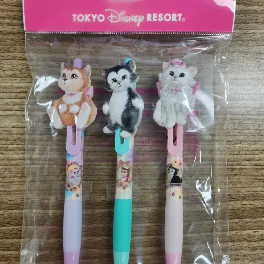 [BUNJANG] Tokyo Disneyland Cat Ballpoint Pen Set (3 Pens) / 도쿄 디즈니랜드 고양이 볼펜 세트 (3개)