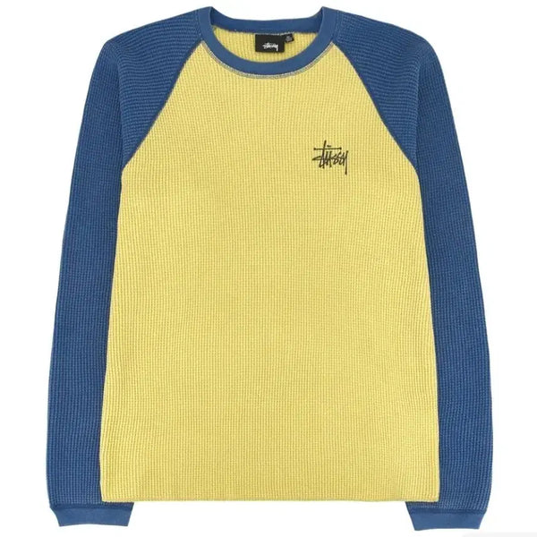 [BUNJANG] Stussy Basic Thermal Two-Tone Long Sleeve T-Shirt Yellow / [L]스투시 베이직 스투시 써멀 투톤 롱슬리브 티셔츠 옐로우