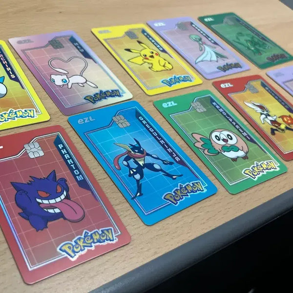[BUNJANG] Ezyul Pokémon Transportation Cards Bundle Set (Mew, Pikachu, Rayquaza, Gengar, Pachirisu, Rowlet, Greninja, Gardevoir x2, Cinderace) / 이즐 포켓몬 교통카드 10장 일괄판매  (뮤 피카츄 레쿠쟈 팬텀 파치리스 나몰빼미 개굴닌자 가디안2장 에이스번)