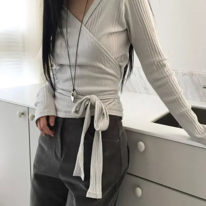 [BUNJANG] Rap Hoodie Strap T-Shirt - Grey / 랩후드 스트랩 티셔츠 그레이