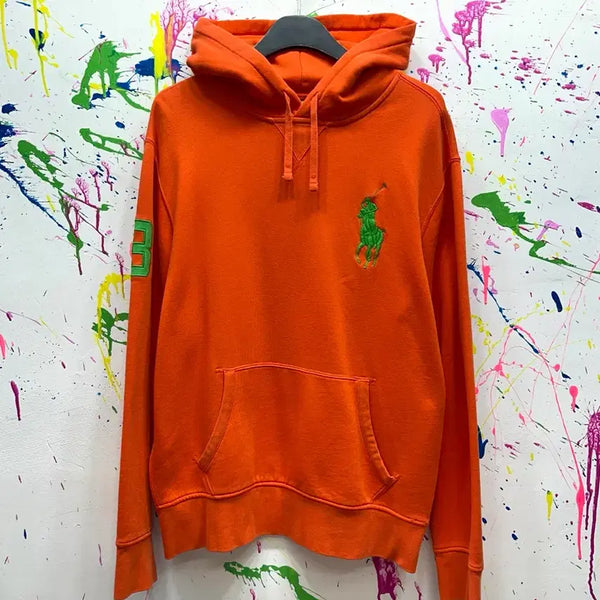 [BUNJANG] Polo Ralph Lauren Big Pony Hoodie Orange L / 폴로 랄프로렌 빅포니 후드티 오렌지 L