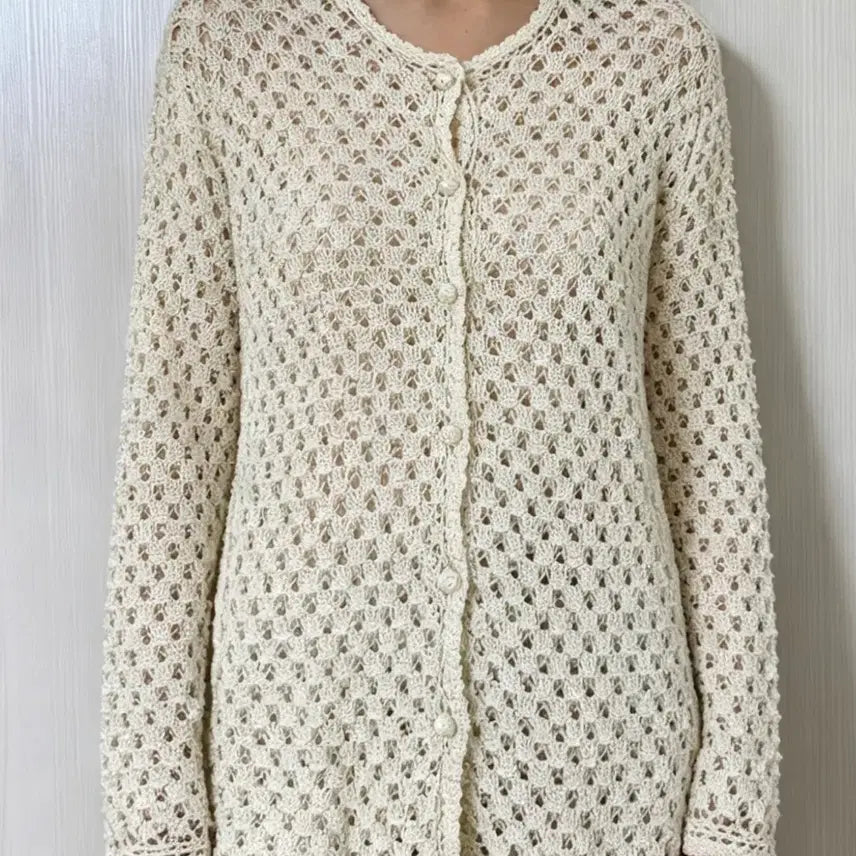 [BUNJANG] Cherni Ivory Crochet Knit Cardigan Size 88 / Cherni(체르니)아이보리 크로셰 니트 가디건 88사이즈