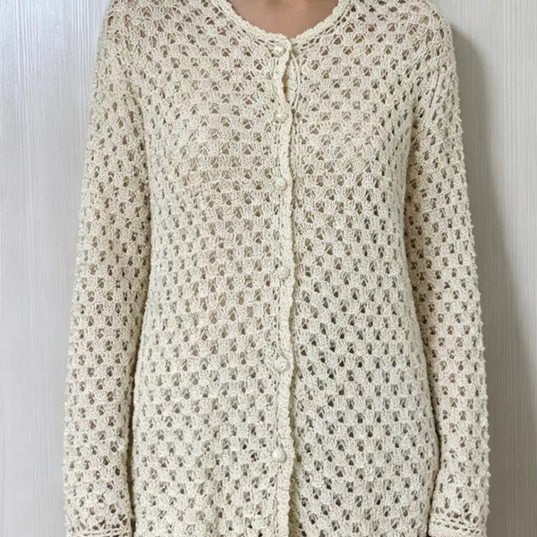 [BUNJANG] Cherni Ivory Crochet Knit Cardigan Size 88 / Cherni(체르니)아이보리 크로셰 니트 가디건 88사이즈