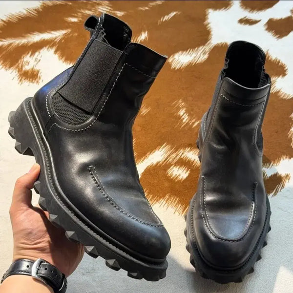 [BUNJANG] Salvatore Ferragamo Black Leather Chunky Sole Chelsea Boots / 페레가모 카프스킨 청키솔 첼시부츠 블랙 (265-270)