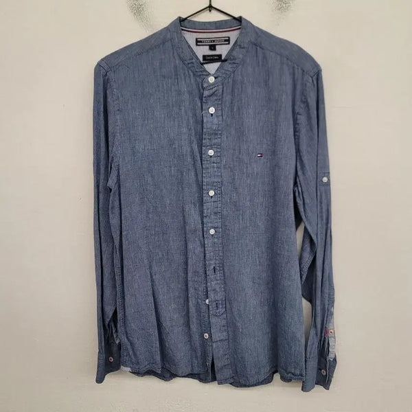 [BUNJANG] Tommy Hilfiger China Collar Denim Shirt / [90/S] 타미힐피거 차이나카라 데님 셔츠