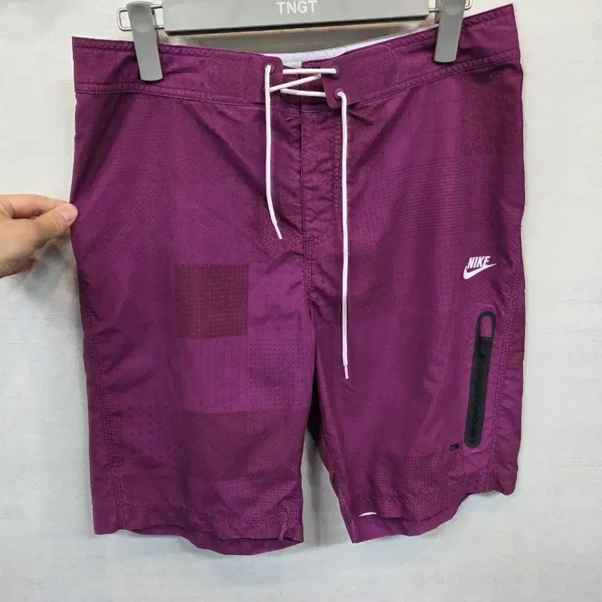 [BUNJANG] Nike Old School Check Swim Shorts Purple 30 / 나이키 올드스쿨 체크 스웜팬츠 퍼플 반바지 30