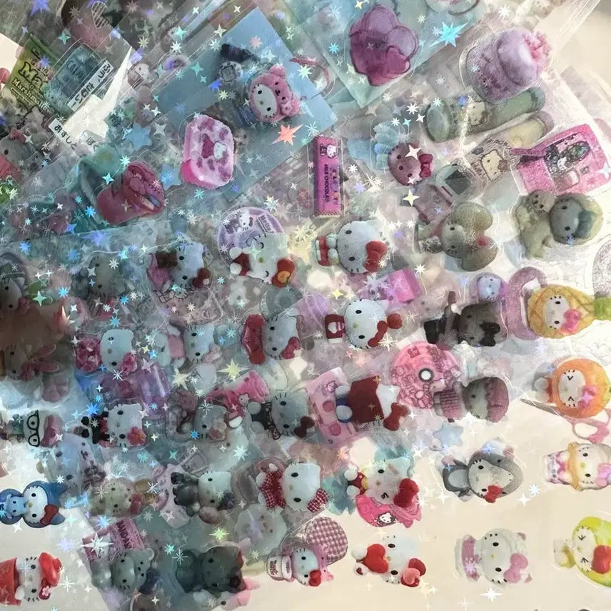 [BUNJANG] Hello Kitty Sanrio Hologram Stickers Y2K Ddakku Topakku Sakkku Phone꾸 Set / (반택포0.55)헬로키티 산리오 스티커 10장 일괄 홀로그램 고전 Y2K 다꾸 탑꾸 스꾸 폰꾸
