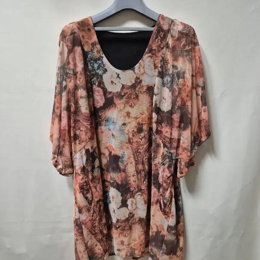 [BUNJANG] Floral Pattern Chiffon Blouse / 플로럴 패턴 시폰 블라우스 88 99가능$