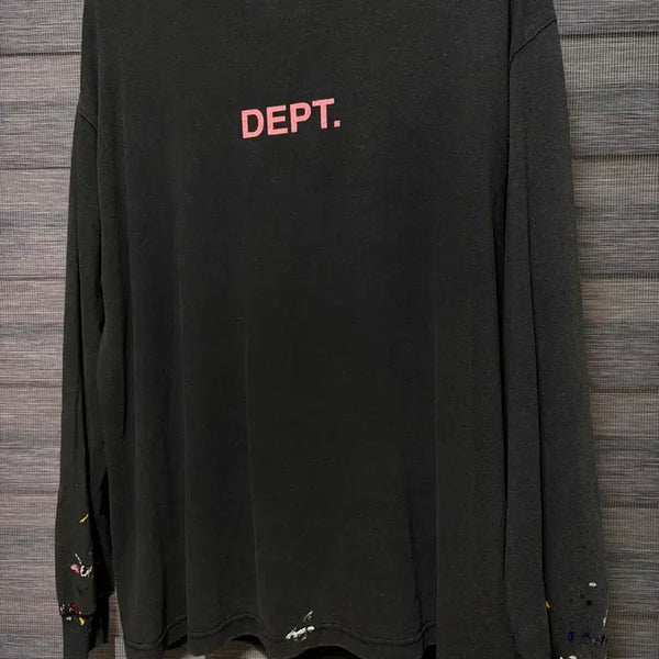 [BUNJANG] Gallery Dept. Center Logo Splatter Paint Long Sleeve / L) 갤러리 디파트먼트 센터로고 페인팅 롱슬리브  gallery dept splatter painting