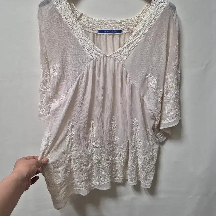 [BUNJANG] Crochet Lace Blouse - Ivory, Size 77 / 크로셰 레이스 블라우스 아이보리77