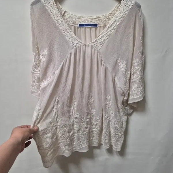 [BUNJANG] Crochet Lace Blouse - Ivory, Size 77 / 크로셰 레이스 블라우스 아이보리77