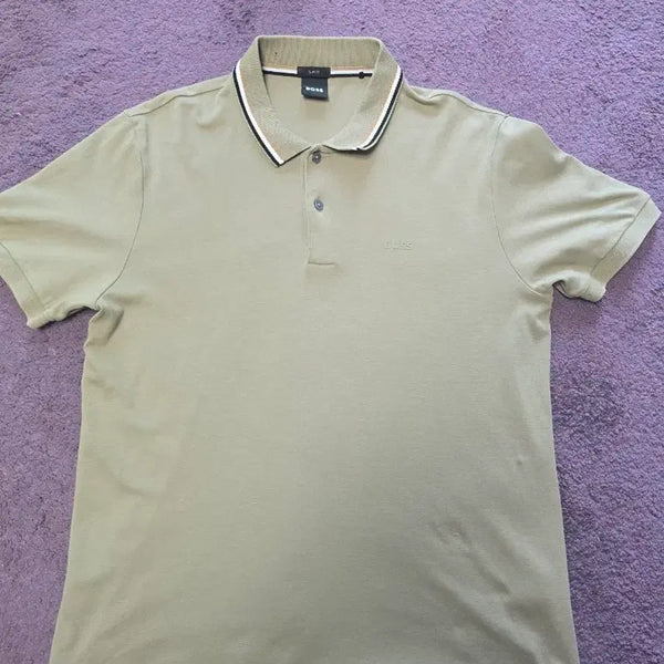 [BUNJANG] Hugo Boss Khaki T-shirt / 휴고보스 카키색 카라티 매장판