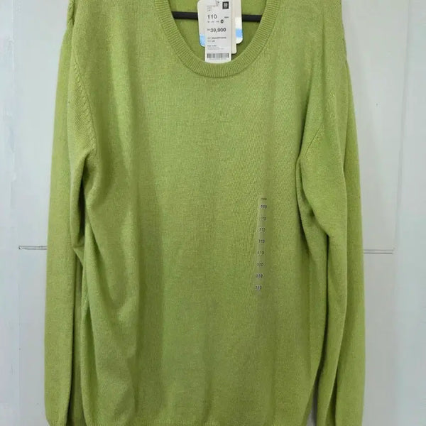 [BUNJANG] TOPTEN Cashmere Blend Lime Knit (Men's Size 110) / 탑텐 캐시미어 블렌드 라임색 니트 110 남성셔츠