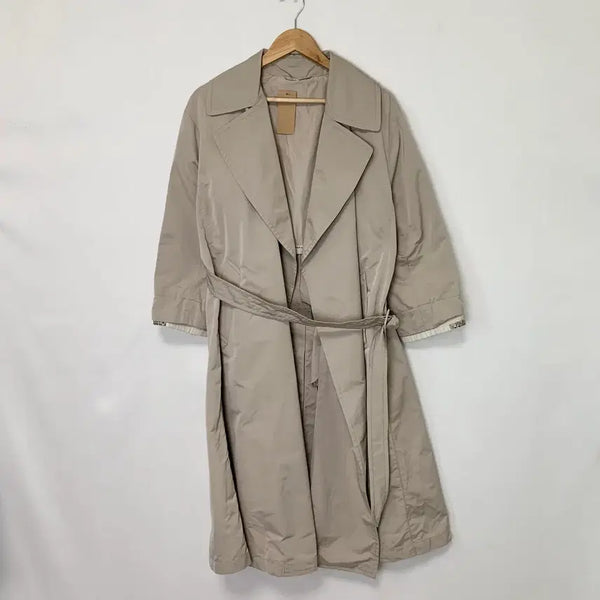 [BUNJANG] Max Mara Women's Belted Trench Coat / 막스마라 여성 오픈형 벨티드 트렌치 버버리st 코트 핑크 베이지 큐빅 디테일
