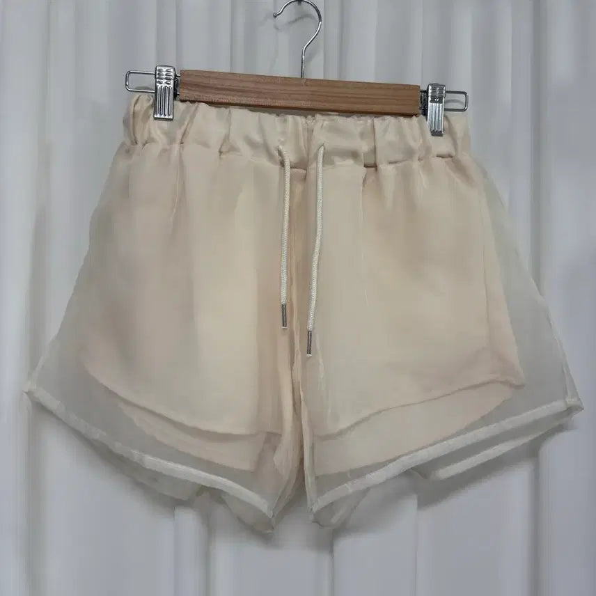 [BUNJANG] Women's Ivory See-through Banding Shorts / 아이보리 시스루 밴딩 반바지