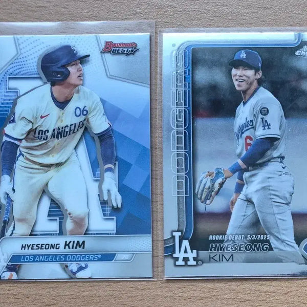 [BUNJANG] MLB 2025 Topps Chrome Kim Hye Seong Rookie Card Bundle / MLB 2025 탑스크롬, 바우만 LA다저스 김혜성 루키카드 2장랏 판매합니다.