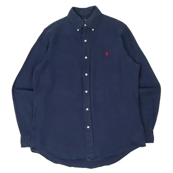 [BUNJANG] Polo Ralph Lauren Linen Navy Classic Fit Shirt / 폴로 랄프로렌 린넨 네이비 클래식 핏 셔츠