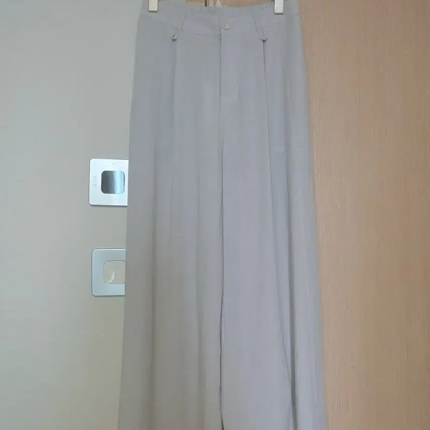 [BUNJANG] Linen Wide Pants (Light Grey) / 고퀄!!! 연한 회색 린넨와이드 팬츠 반밴딩팬츠