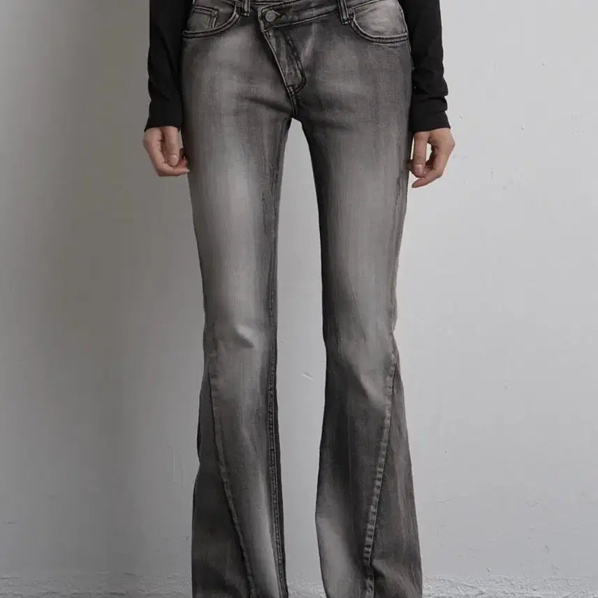 [BUNJANG] Synergy UNBALANCED BRUSH DENIM PANTS GRAY / 시너진 UNBALANCED BRUSH DENIM PANTS GRAY 언발란스 브러쉬 데님 그레이