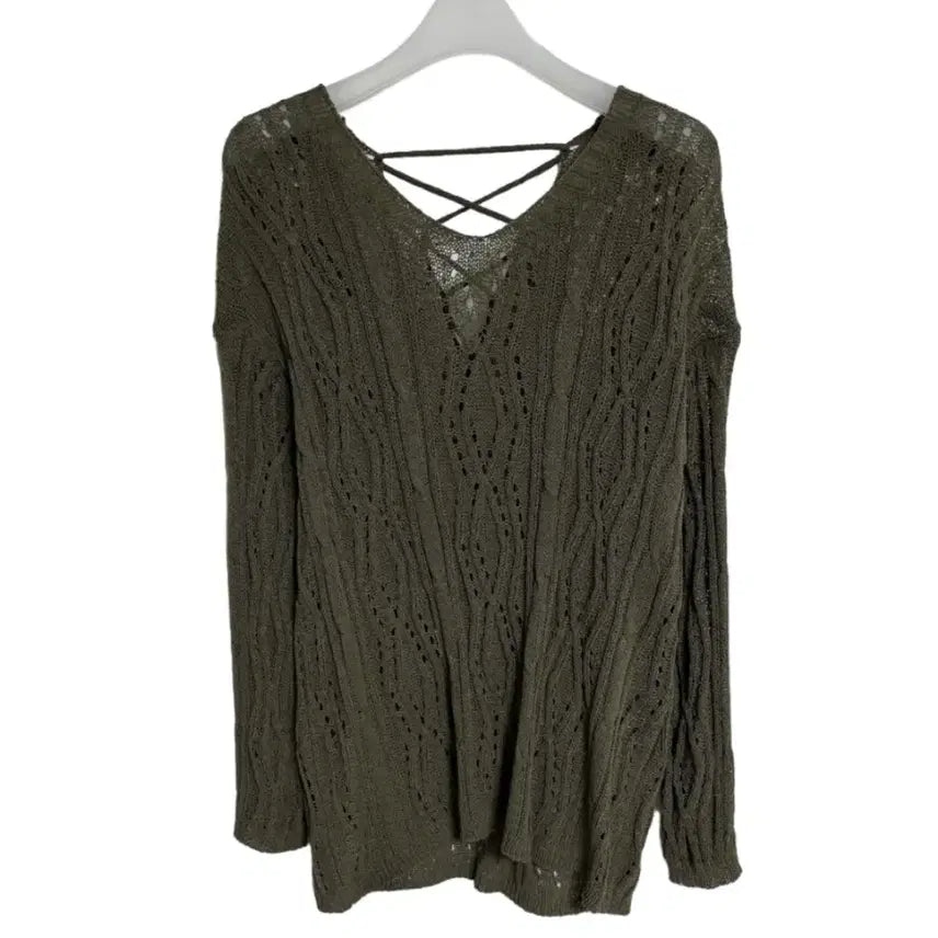 [BUNJANG] Punching Strap Knit Khaki / 펀칭 스트랩 니트 카키