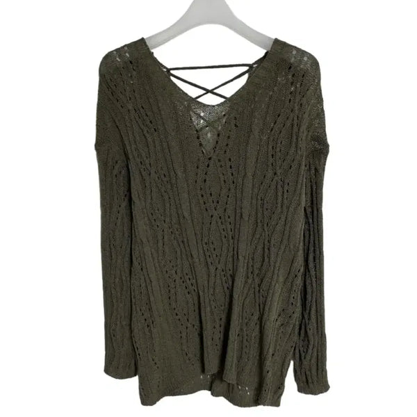 [BUNJANG] Punching Strap Knit Khaki / 펀칭 스트랩 니트 카키