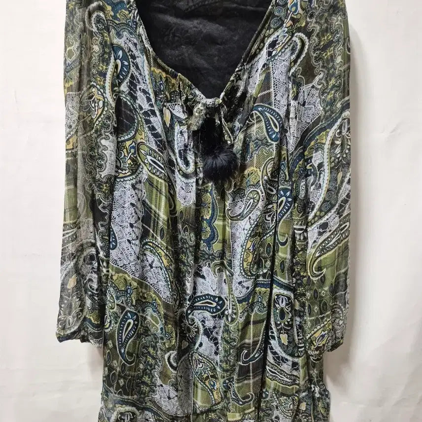 [BUNJANG] Chiffon Paisley Printing Blouse Size 88 / 쉬폰 페이즐리 프린팅 블라우스 88
