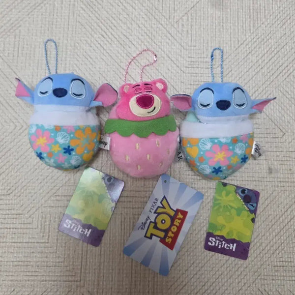 [BUNJANG] Disney Stitch & Lotso Bear Blanket Plush Keyring Set (2 Types) / 스티치 랏소 이불 인형키링 새상품 2종