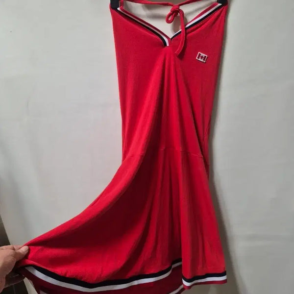 [BUNJANG] Long Dress Red Size 66 with Canadian Flag Patch / 롱 원피스 레드66