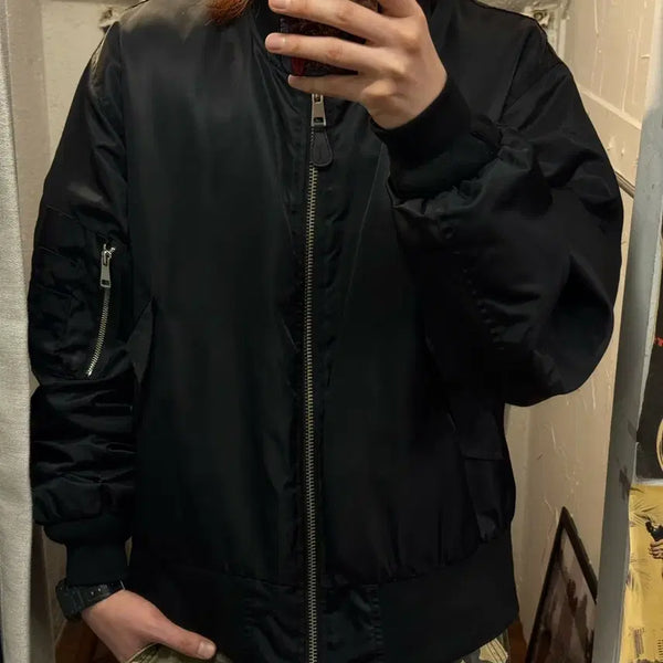 [BUNJANG] Vintage Rich Over MA-1 Jacket Black / 빈티지 리치 오버 MA-1 자켓 블랙