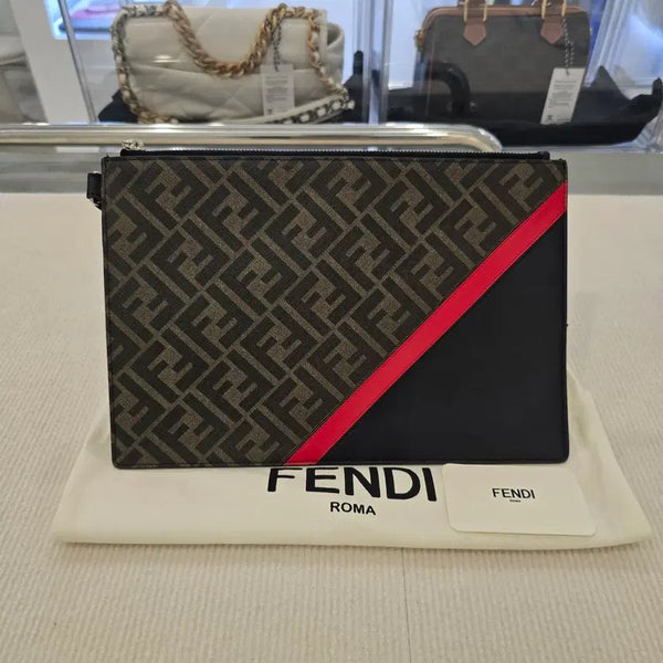 [BUNJANG] Fendi FF Logo Monogram Flat Clutch / [중고/정품] 펜디 FF 로고 모노그램 플랫 클러치