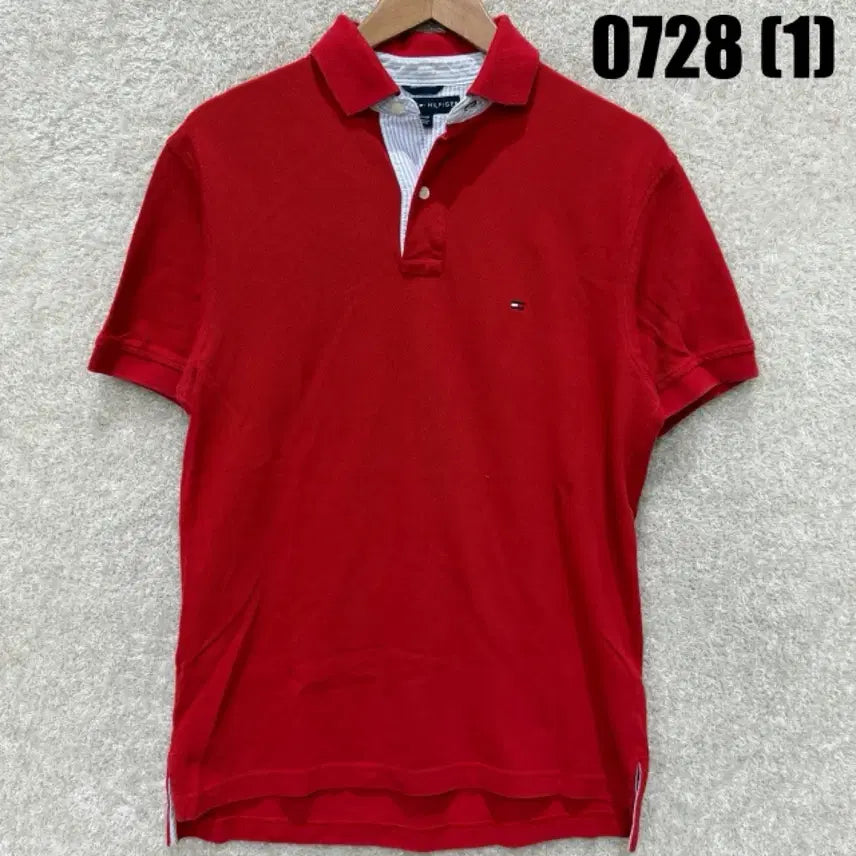 [BUNJANG] Tommy Hilfiger Red Short Sleeve Polo Shirt / 타미힐피거 반팔 카라티 레드