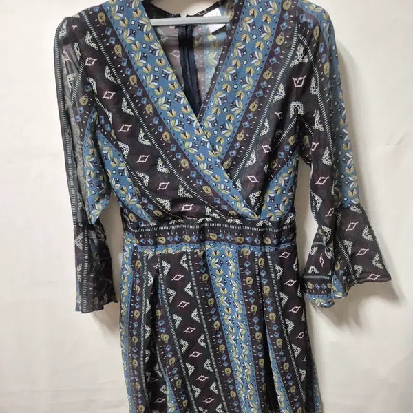 [BUNJANG] Chiffon Wrap Dress Flower Pattern Size 66 / 새상품 쉬폰 랩 원피스 플라워 패턴66