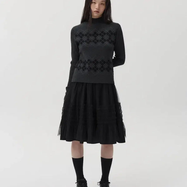 [BUNJANG] OHEHIO Layered Sheer Frill Skirt Black / 오헤시오 레이어드 시어 프릴 스커트 블랙