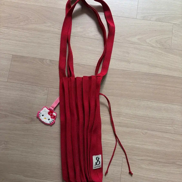 [BUNJANG] Joseph & Stacey Barbados Red Shoulder Bag - Medium Size with Hello Kitty Charm / 조셉앤스테이시 가방