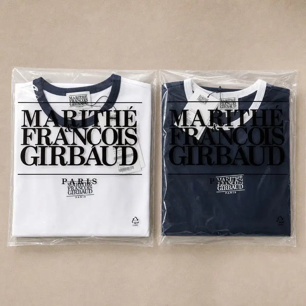 [BUNJANG] Marithe Francois Girbaud Colorblock Ringer T-Shirt White/Navy / 마리떼 프랑소와 저버 배색 링거 반팔티셔츠 화이트/네이비