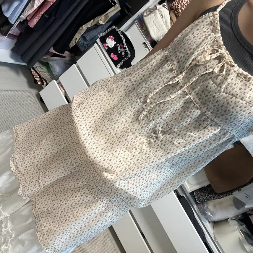 [BUNJANG] Vintage Sleeveless Top Dress with Subtle Pattern / 빈티지 탑나시원피스