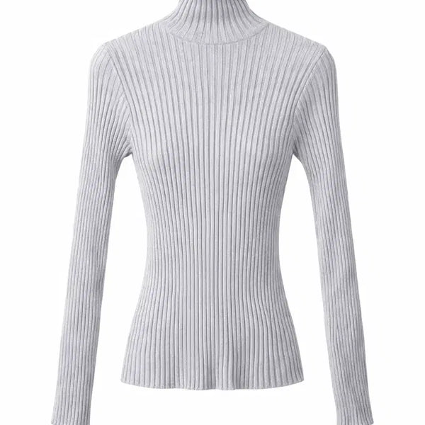 [BUNJANG] Ribbed Turtleneck Knit Sweater - Gray / 골지 목폴라 니트
