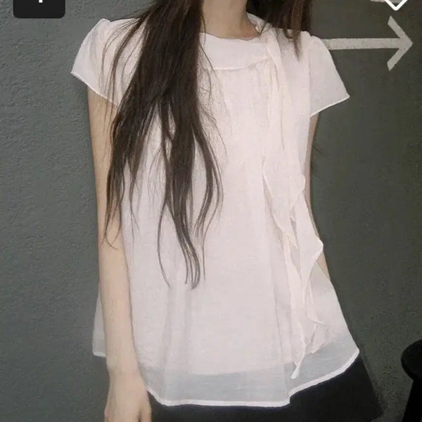 [BUNJANG] Shopperland Yui Tie Strap Summer Blouse / (새상품) 쇼퍼랜드 유이 타이 스트랩 여름 블라우스